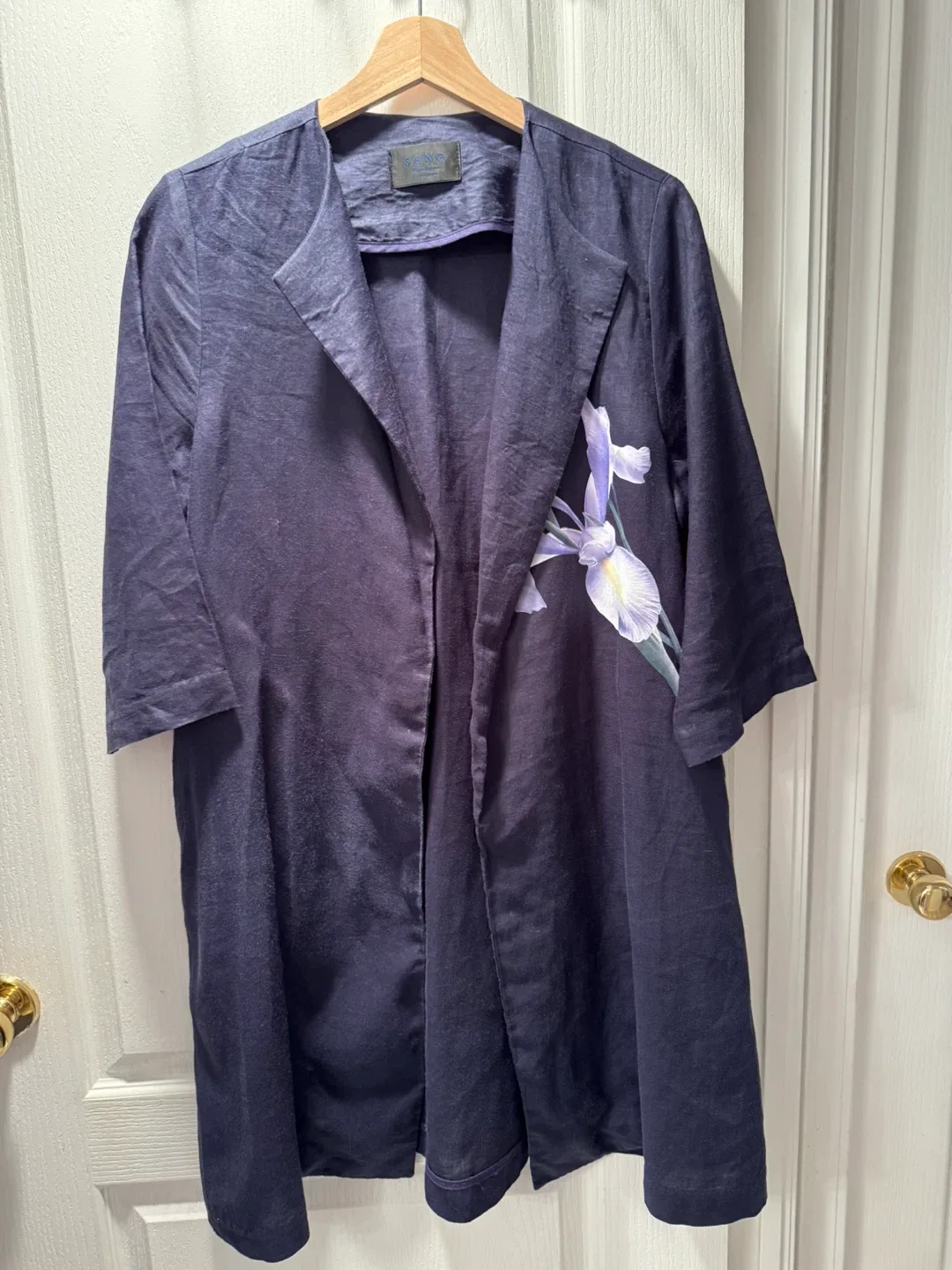 SONO Navy Blue Linen Jacket thumbnail
