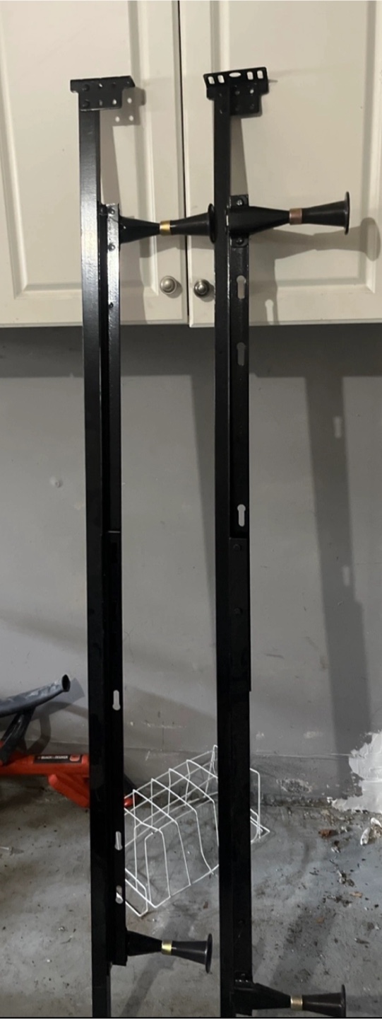 2 Black Metal Bed Frame Rails