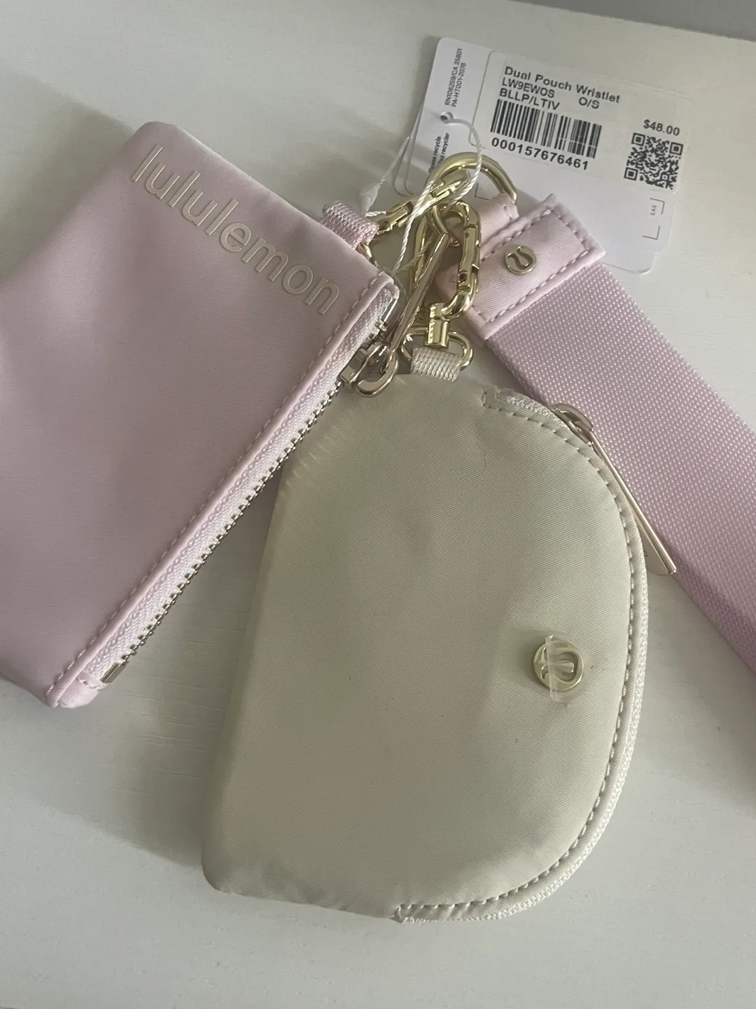 Lululemon Dual Pouch Wristlet - Blush/White thumbnail