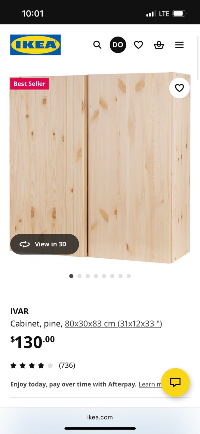 1 pcs IKEA IVAR Cabinet, Pine, 80x50x83 cm