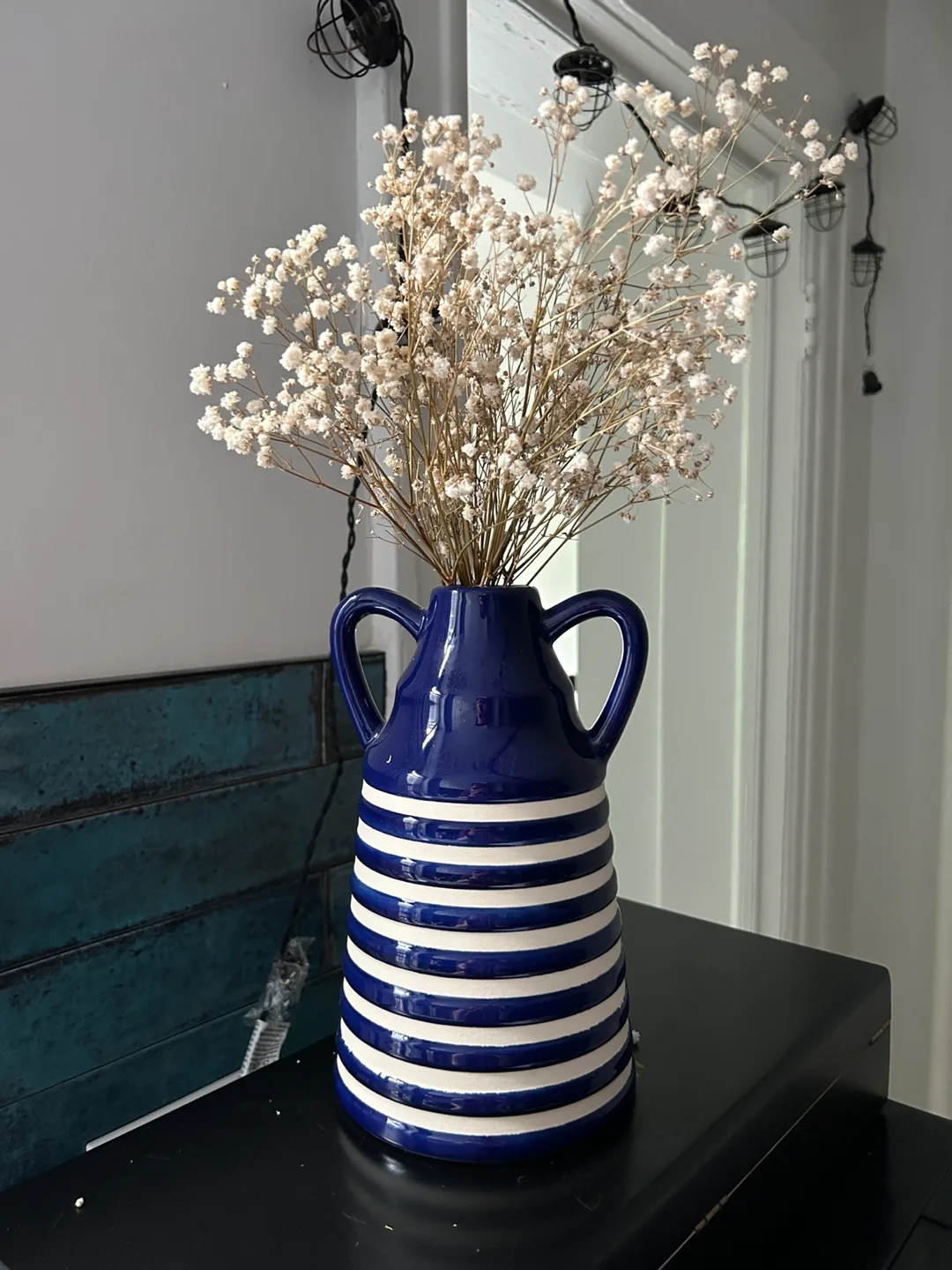 Blue & White Striped Vase. 🥕 thumbnail