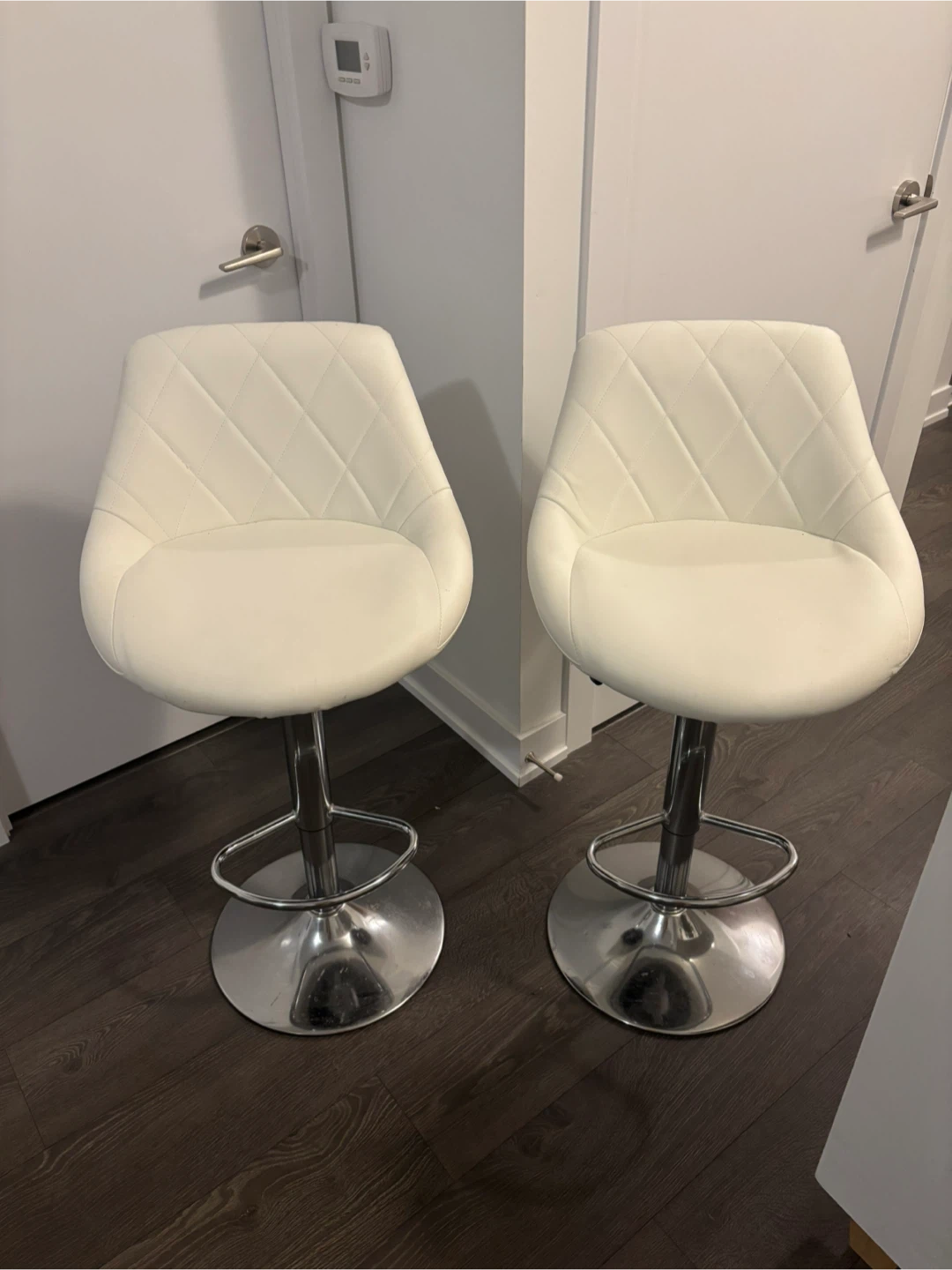 White Swivel Bar Stools - Set of 2
