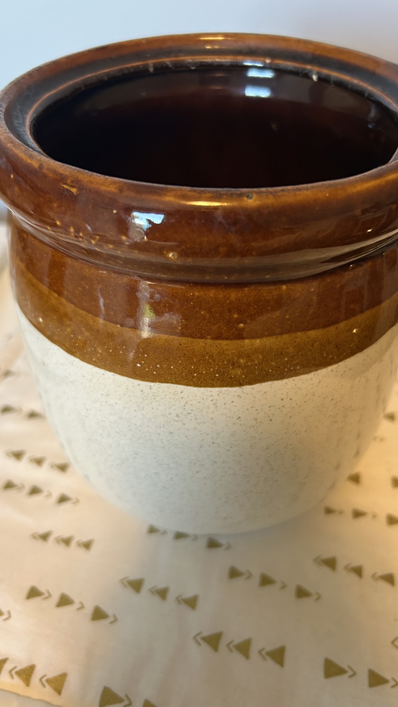 Vintage Stoneware Crock with brown & beige glaze - photo 3