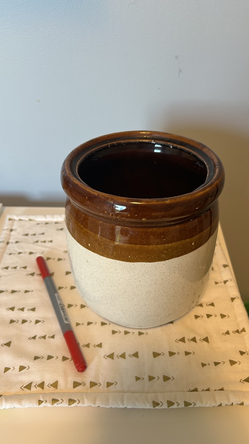 Vintage Stoneware Crock with brown & beige glaze - photo 2