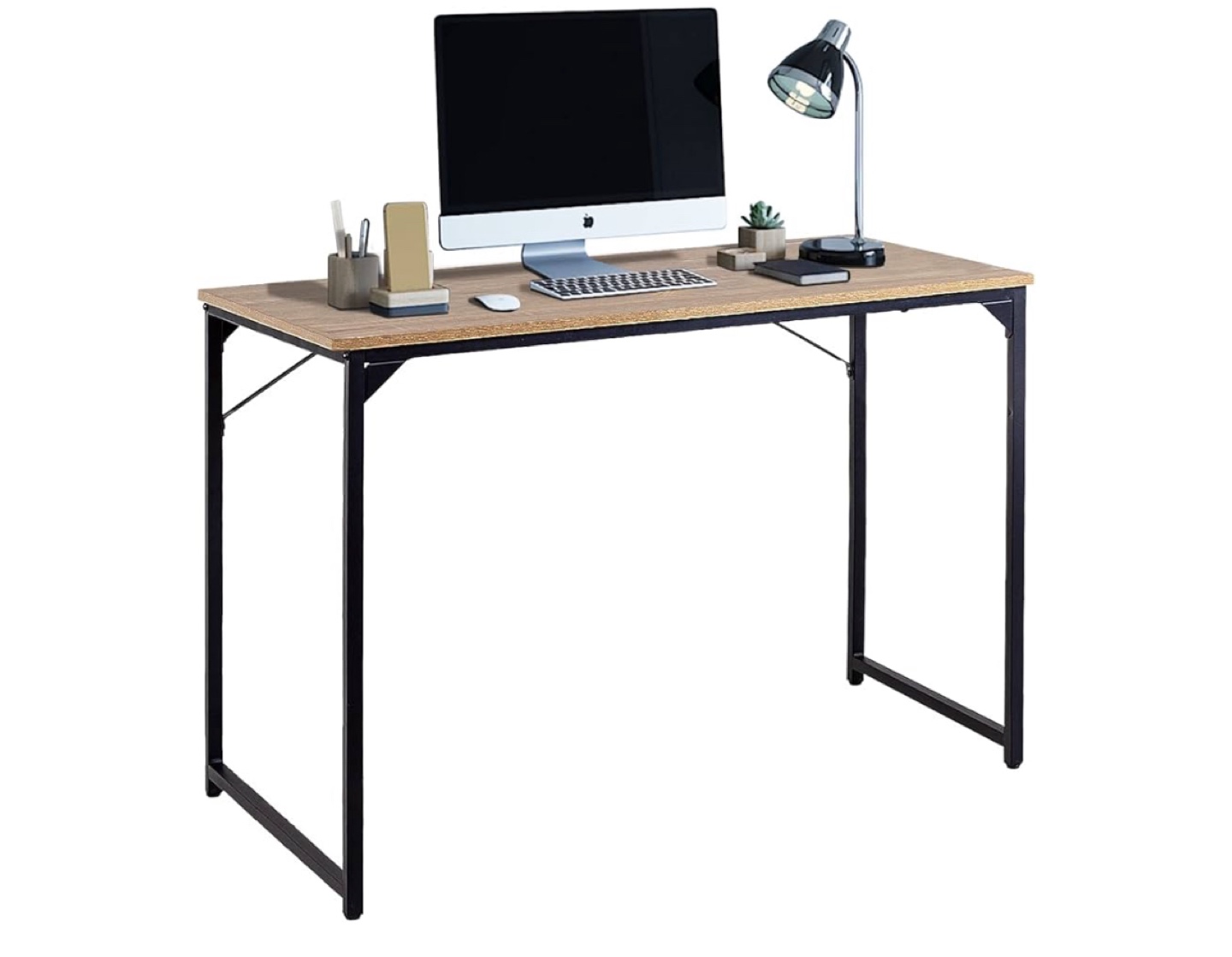 Desk - Wood and Black Metal