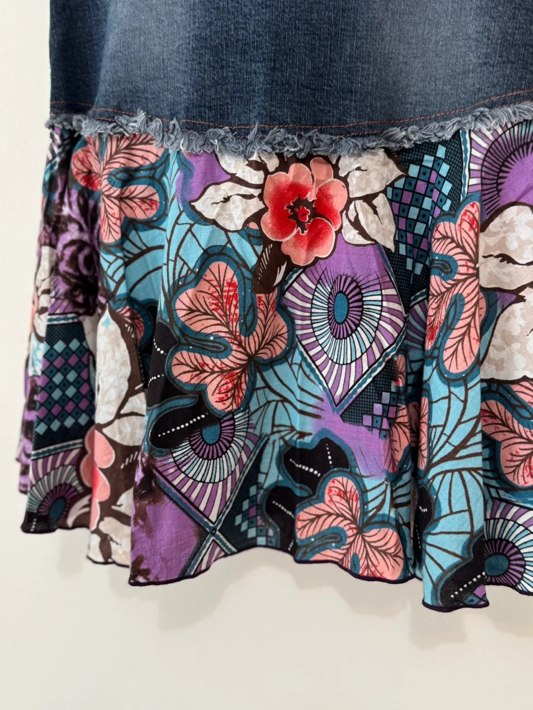 Morgan de Toi Patchwork Denim Skirt | Vintage Y2K Boho image indicator(8)