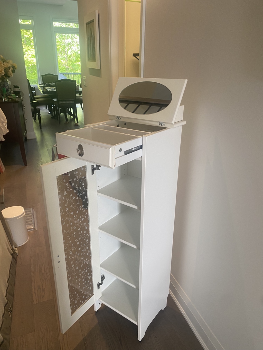 White Vanity Cabinet with Mirror