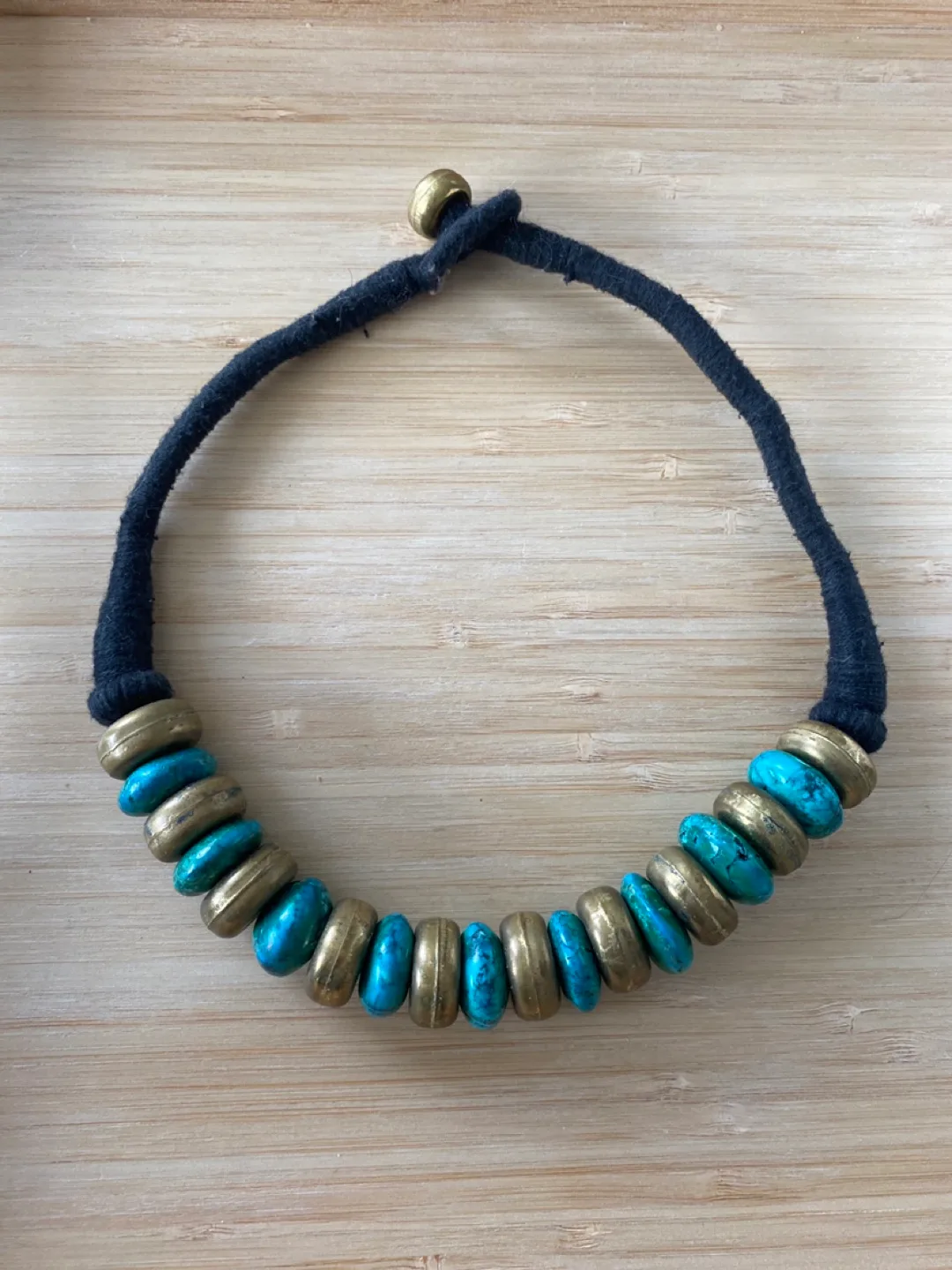 Turquoise & Gold Beaded Necklace thumbnail