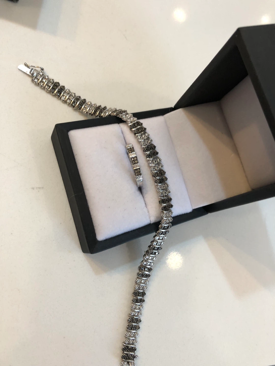 S/S Diamond  Ring & Bracelet Set