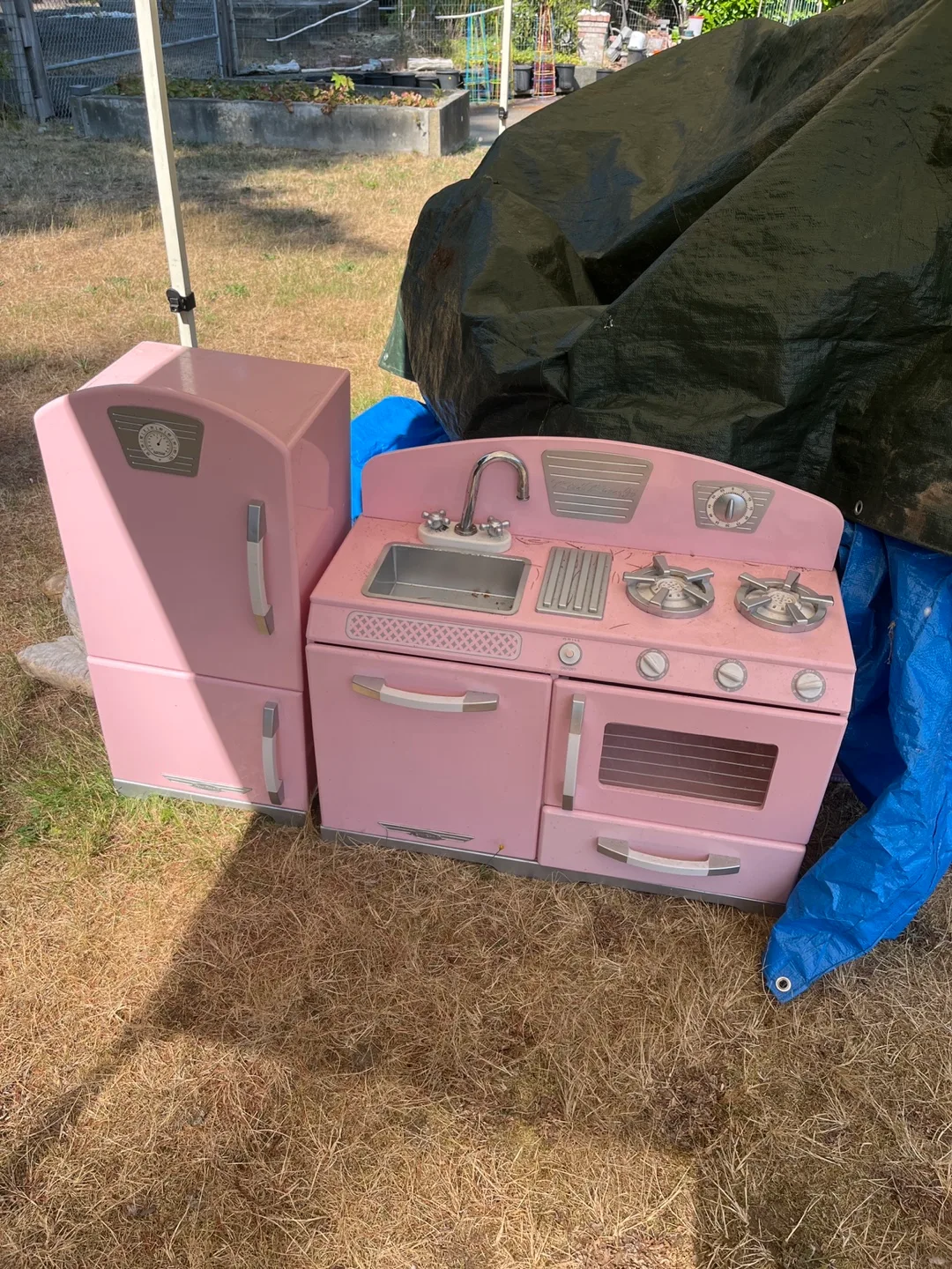 Pink Retro Toy Kitchen & Fridge Set