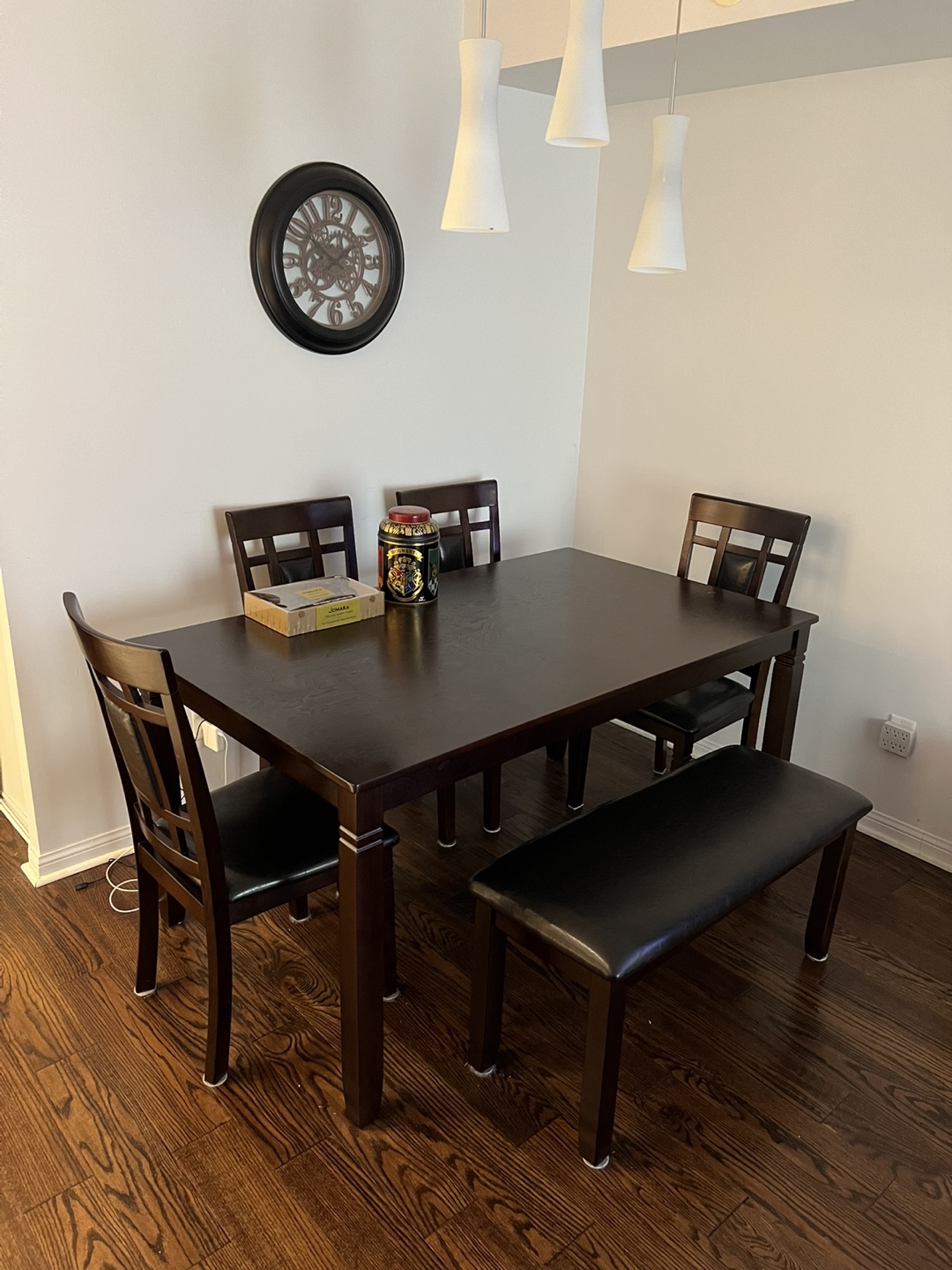 Dining Table Set with 4 Chairs & Bench - photo 2