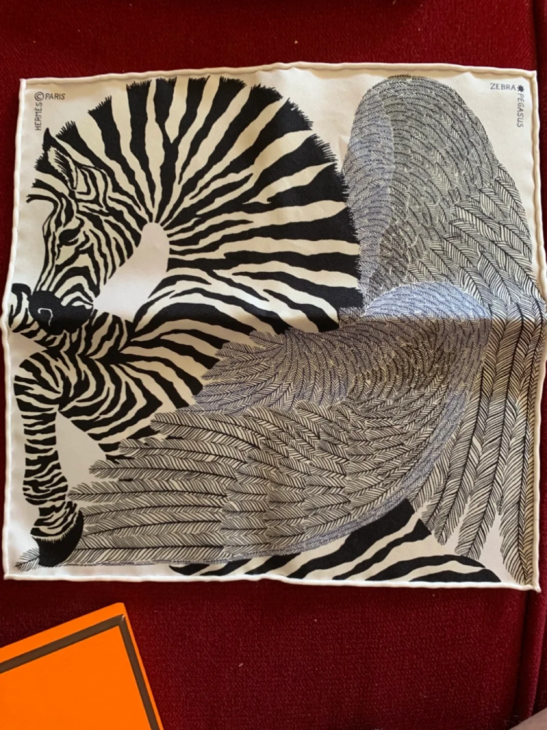 Hermès Silk Scarf - Zebra Pegasus Design, 20cm x 20cm