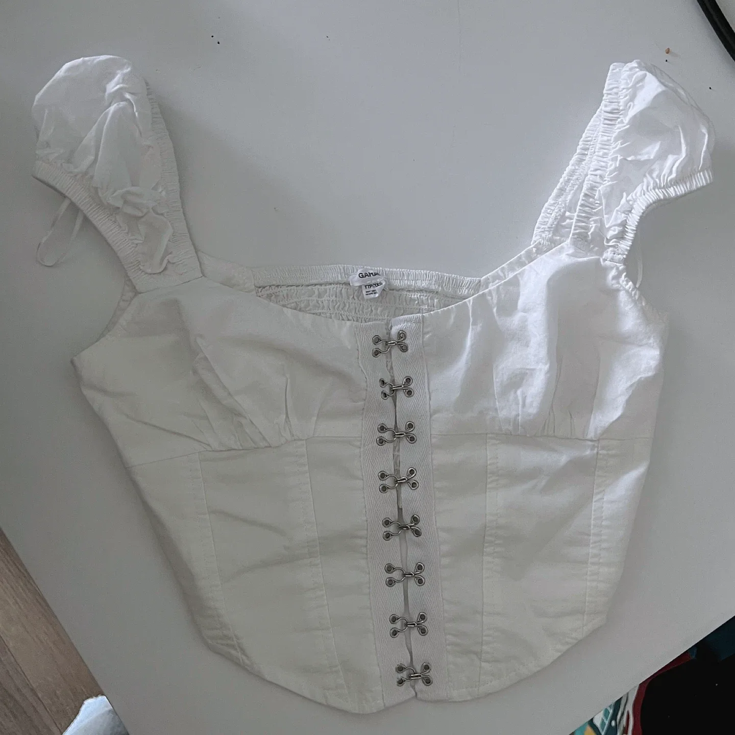 Garage White Cropped Corset Top - Size XXS thumbnail