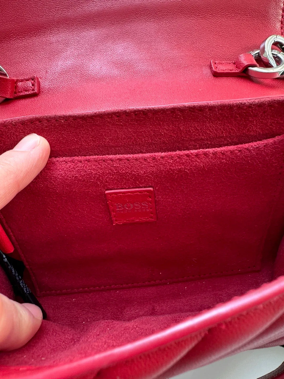 Hugo Boss Red Leather Shoulder Bag image indicator(4)