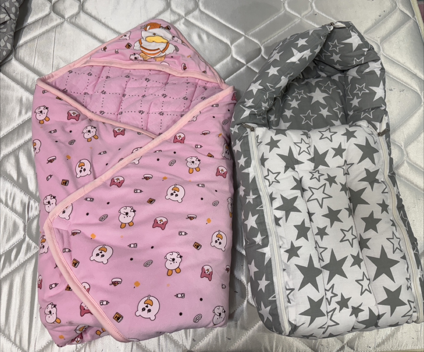 Baby Swaddle Wraps - Pink & Grey Star