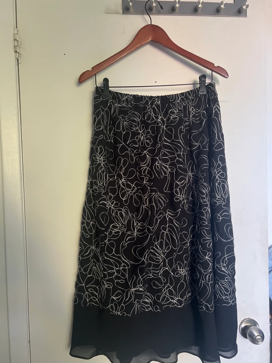 Black & White Floral Skirt thumbnail