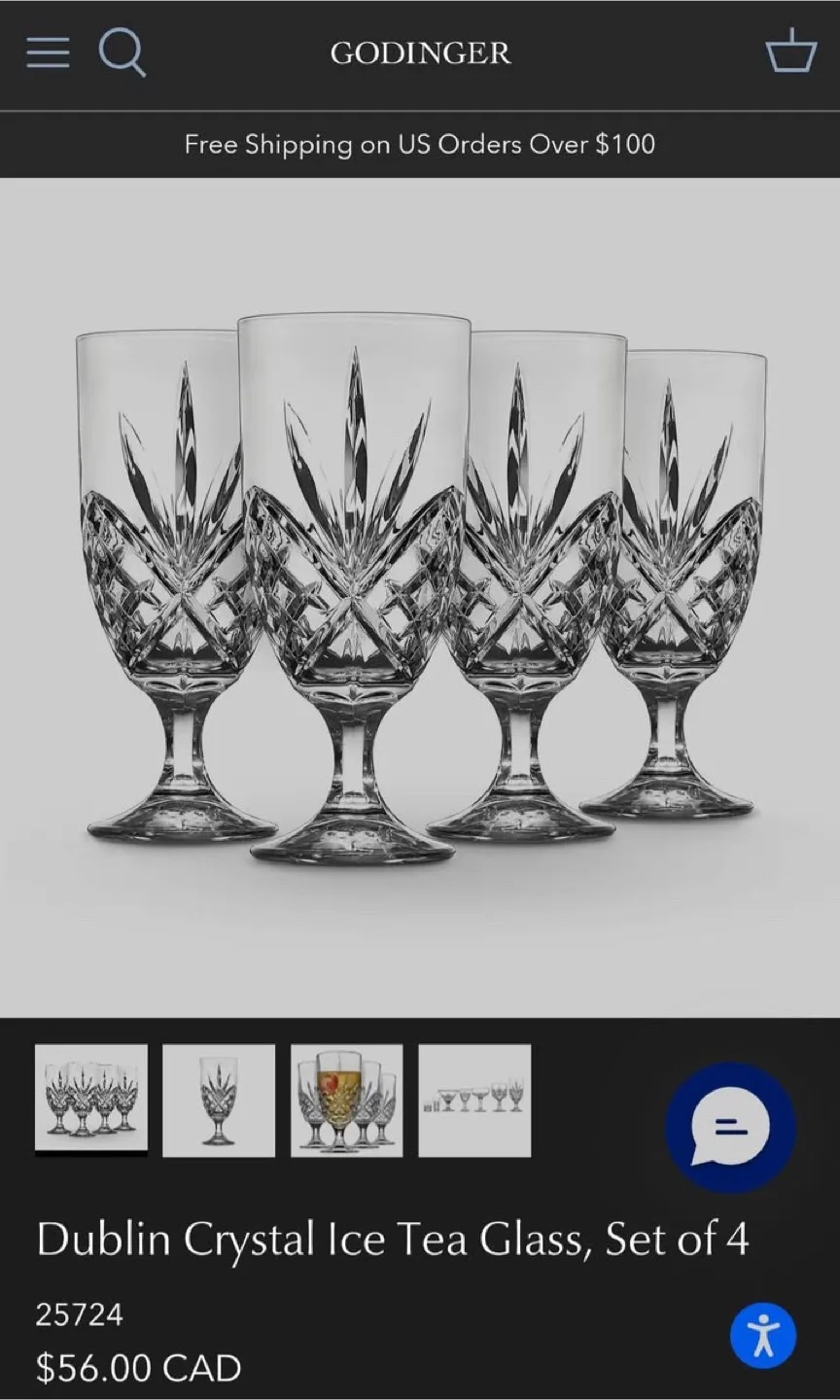 Godinger Dublin Crystal Ice Tea Glasses, Set of 4 image indicator(2)