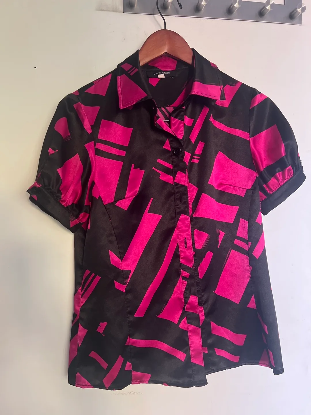 Never worn - David Dixon Pink & Black Patterned Blouse thumbnail