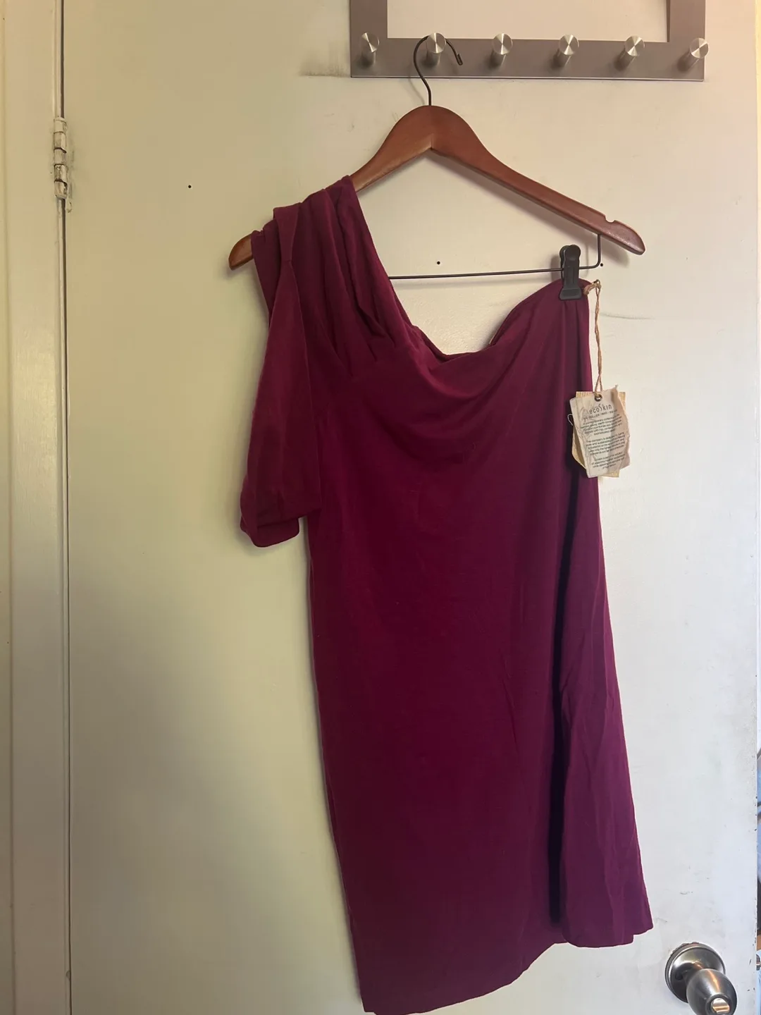 BNWT - One Shoulder Dress - Burgundy thumbnail