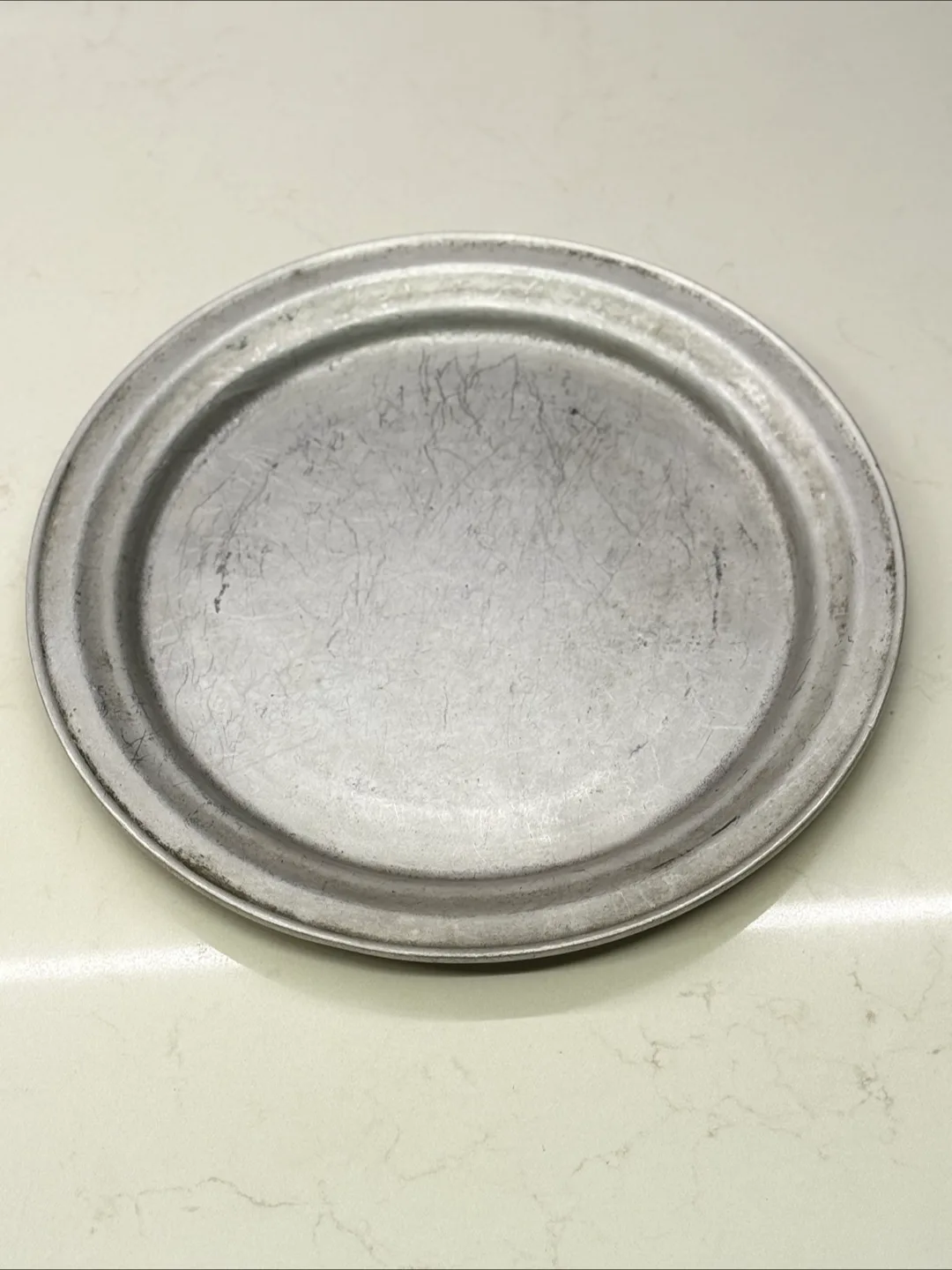 Vintage Aluminum Round Serving Tray Plate 10 inch thumbnail