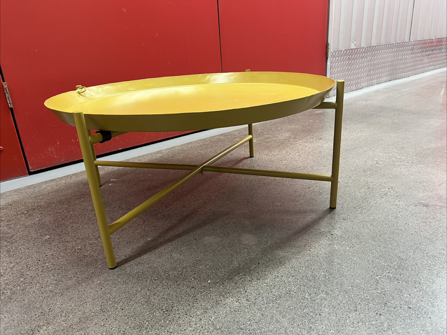 IKEA Yellow Round Metal Tray Coffee Table - photo 2