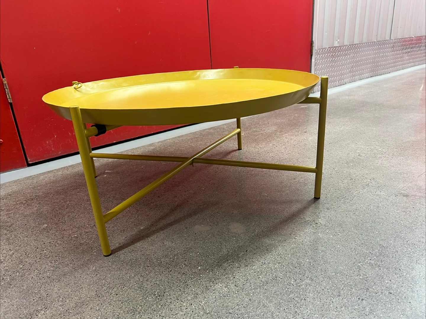 IKEA Yellow Round Metal Tray Coffee Table image indicator(2)