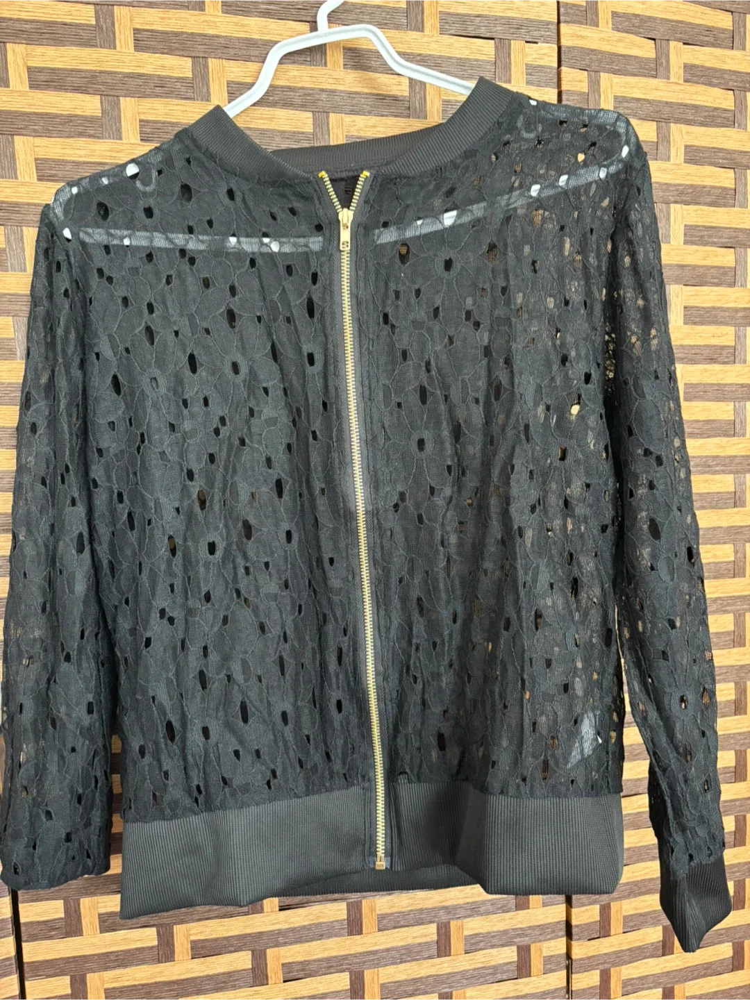 Black Lace Bomber Jacket - Size L image indicator(6)