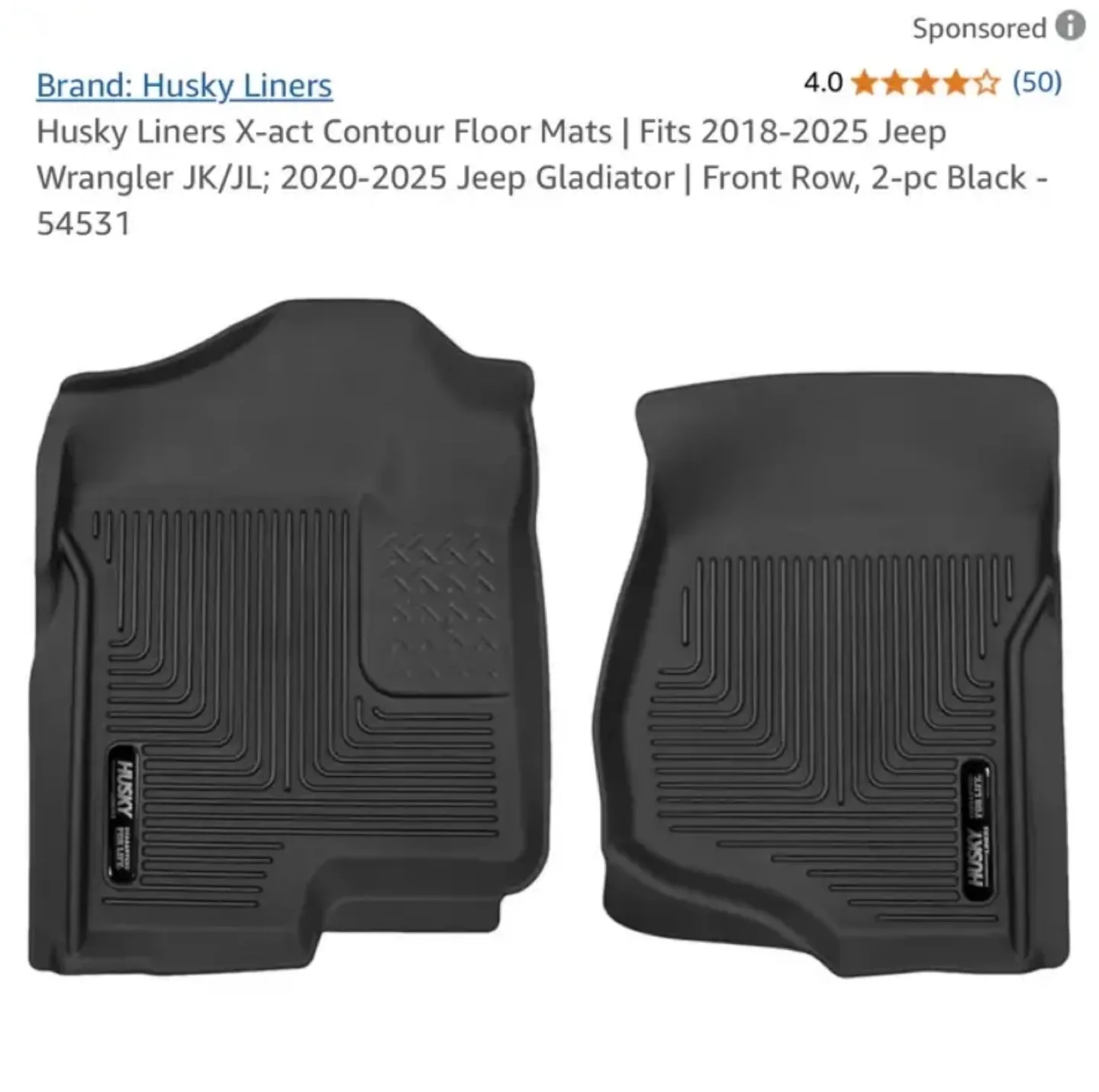 Husky Floor Mats Jeep Wrangler Gladiator thumbnail