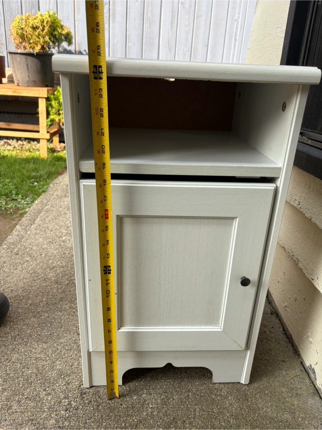 White Wood Nightstand with Door & Shelf - photo 3