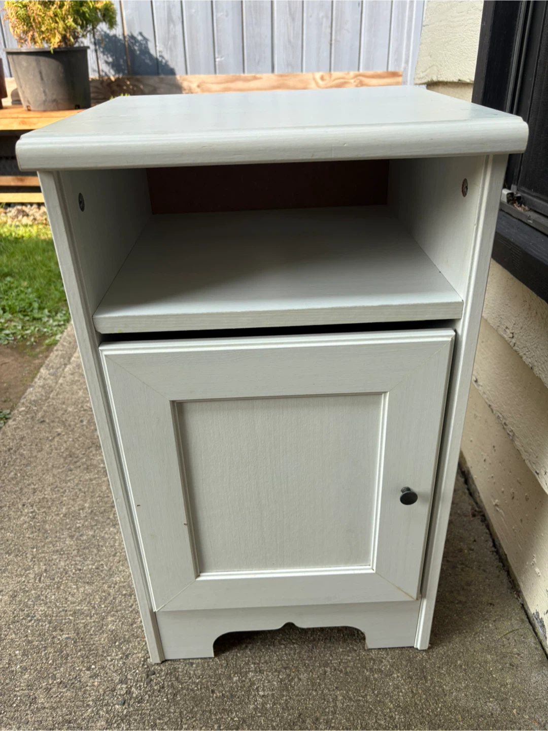 White Wood Nightstand with Door & Shelf