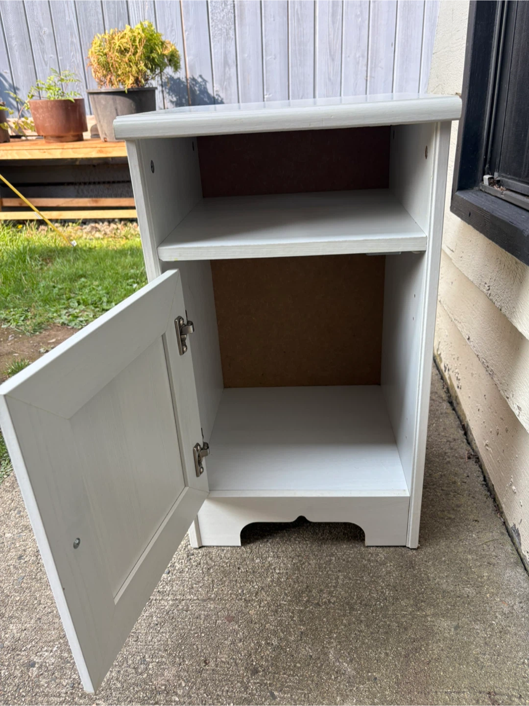White Wood Nightstand with Door & Shelf - photo 2