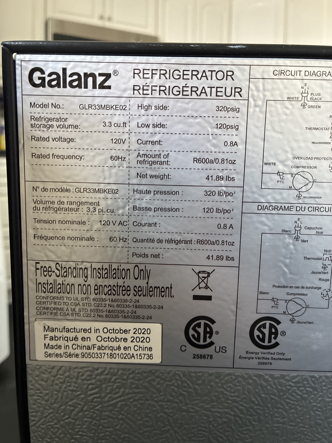 Galanz GLR33MBKE02 Mini Fridge - Black - photo 2