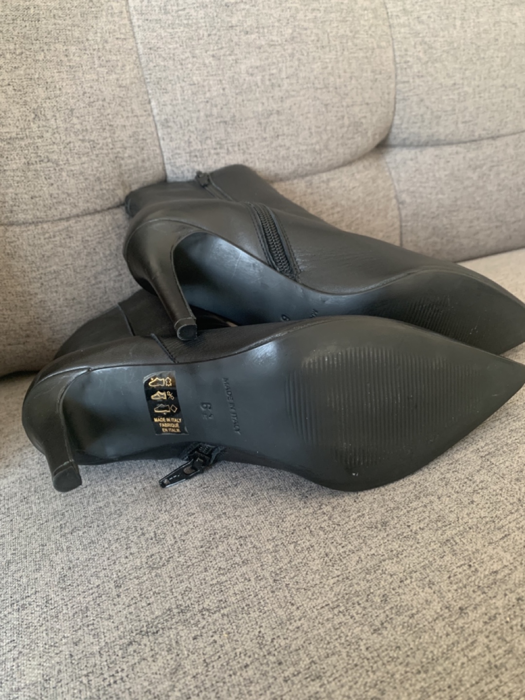 Black Leather Ankle Boots, Size 6.5 - photo 3