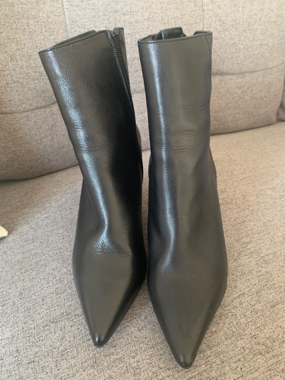 Black Leather Ankle Boots, Size 6.5 - photo 2