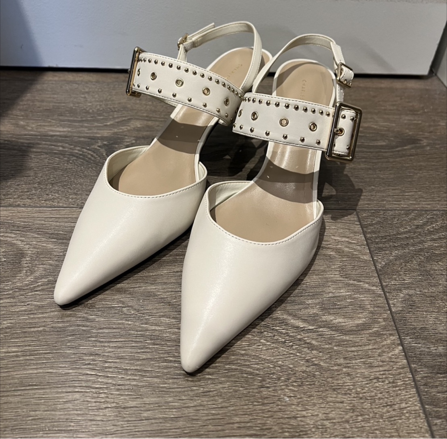 Charles & Keith White & Cream slingback pumps