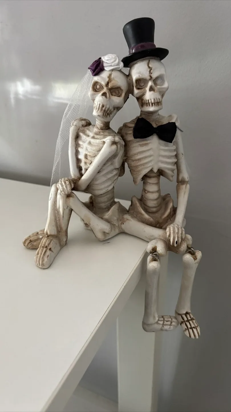 “Till Death Do Us Part” Skeleton Bride and Groom Figurine thumbnail