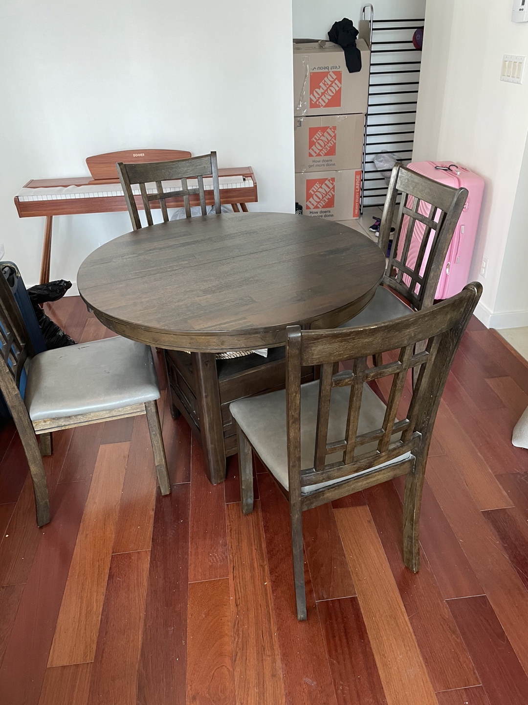 The Brick Round Dining Table with 4 Chairs