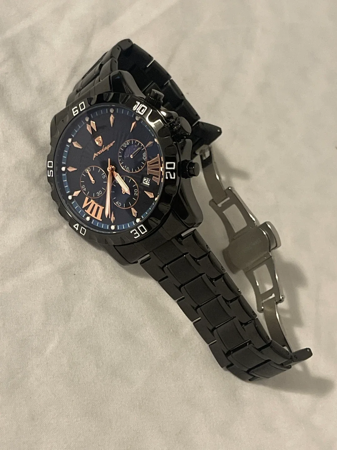 Poedagar Black Stainless Steel Watch thumbnail