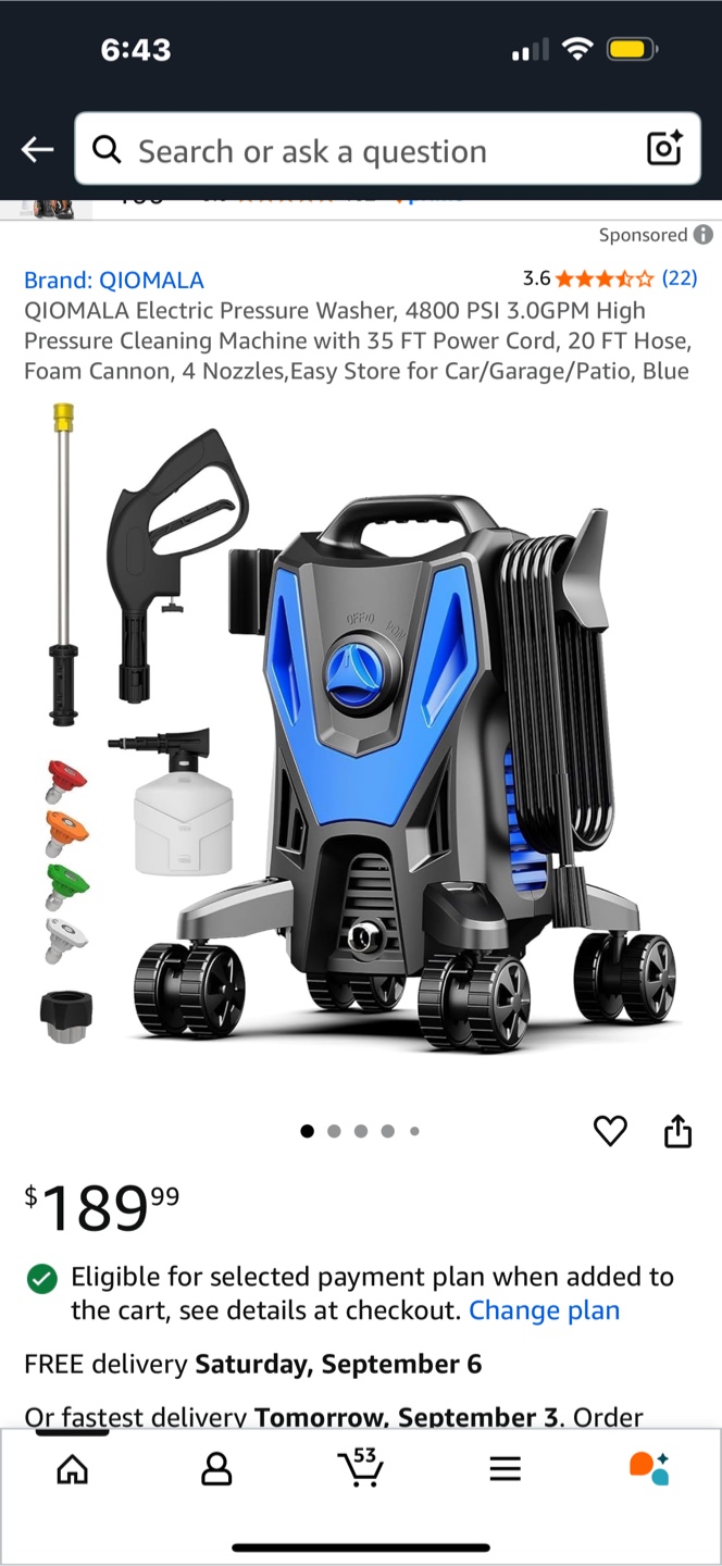 QIOMALA Electric Pressure Washer, 4800 PSI 🥕