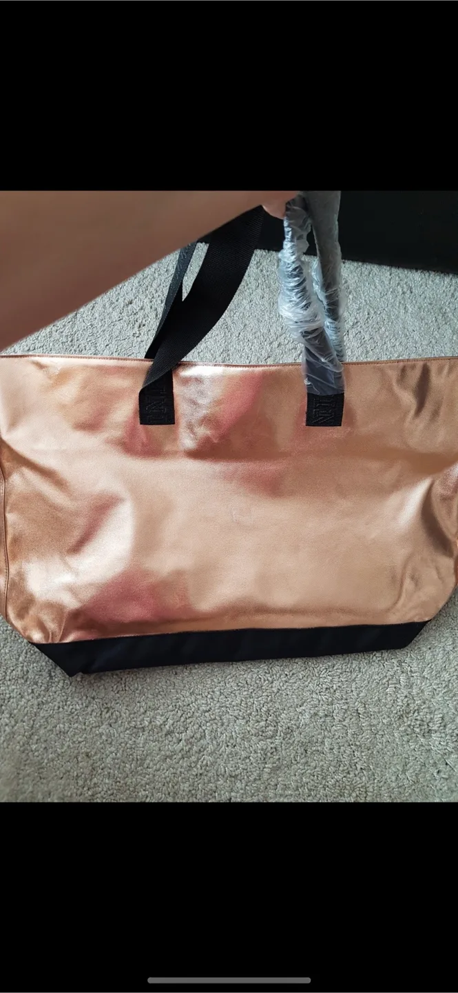 New Gold Victoria’s Secret bag gym, beach, travel tote image indicator(3)