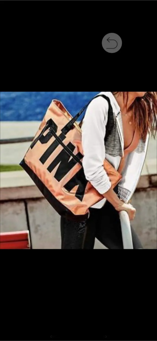 New Gold Victoria’s Secret bag gym, beach, travel tote thumbnail