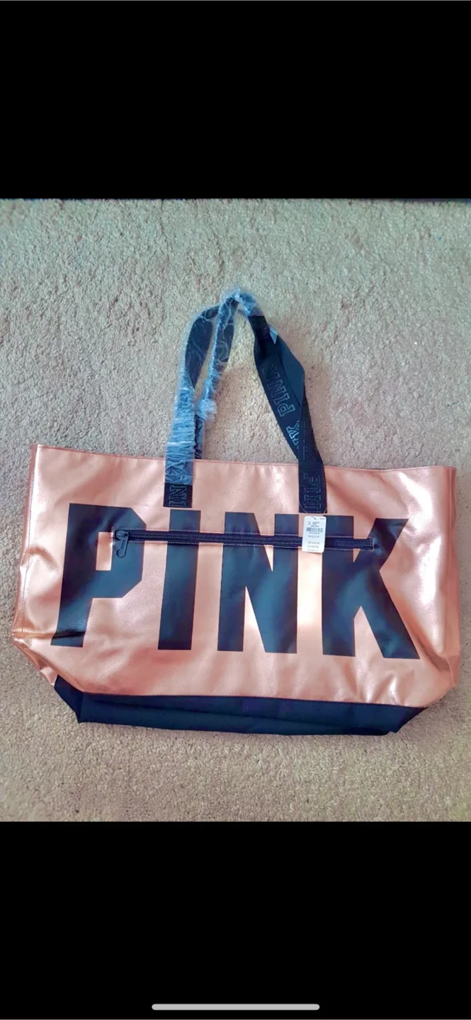 New Gold Victoria’s Secret bag gym, beach, travel tote image indicator(5)