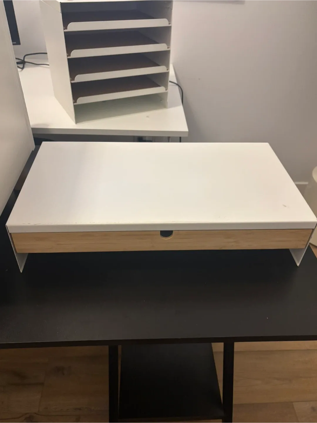 Set of IKEA Elloven Monitor Stands with Drawer image indicator(2)