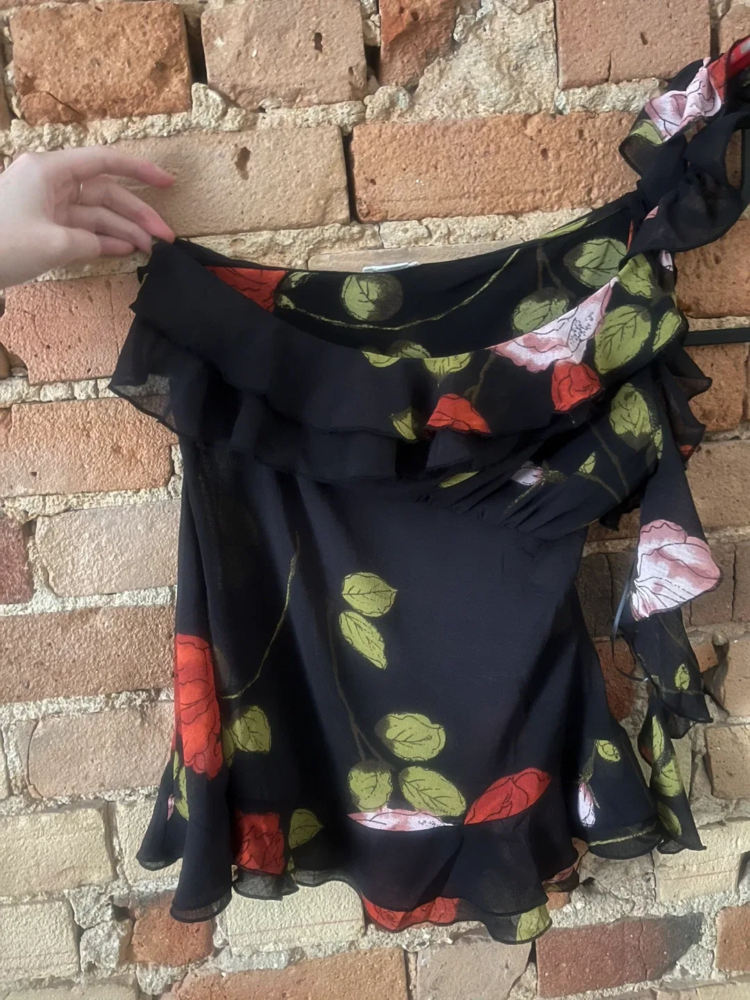 Kimchi Blue Floral Ruffle Top - Size S thumbnail