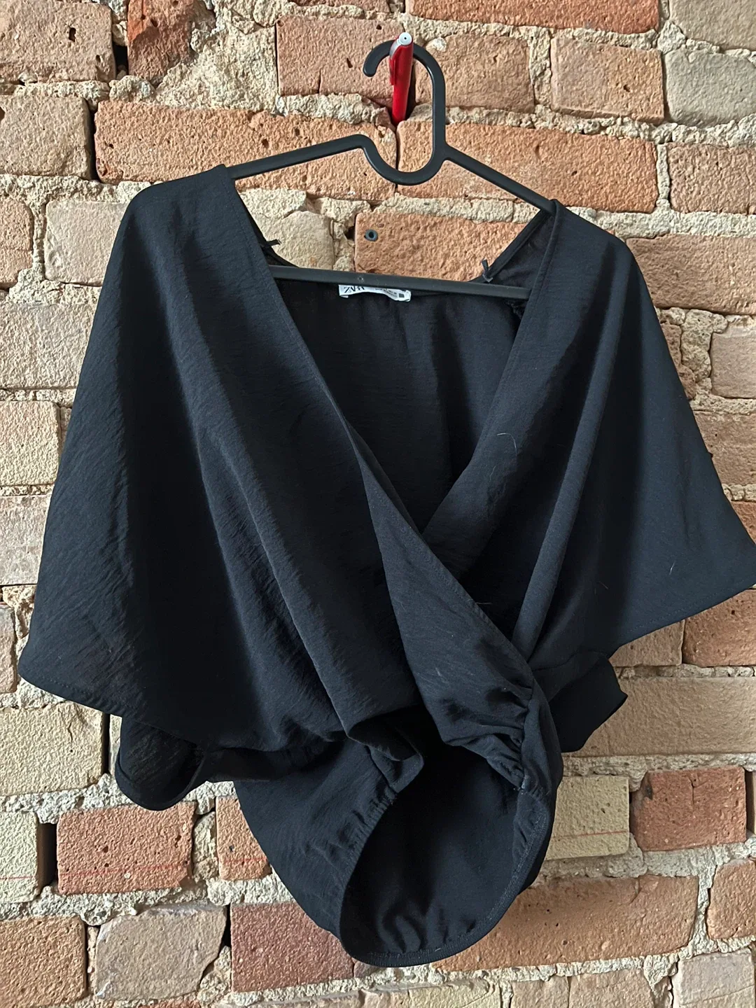 Zara Black Wrap Top - Size S thumbnail