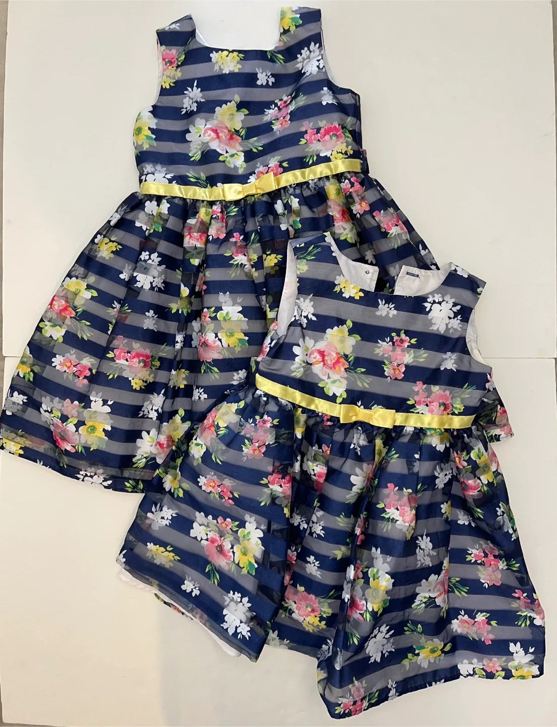 Girls' Floral Striped Dress