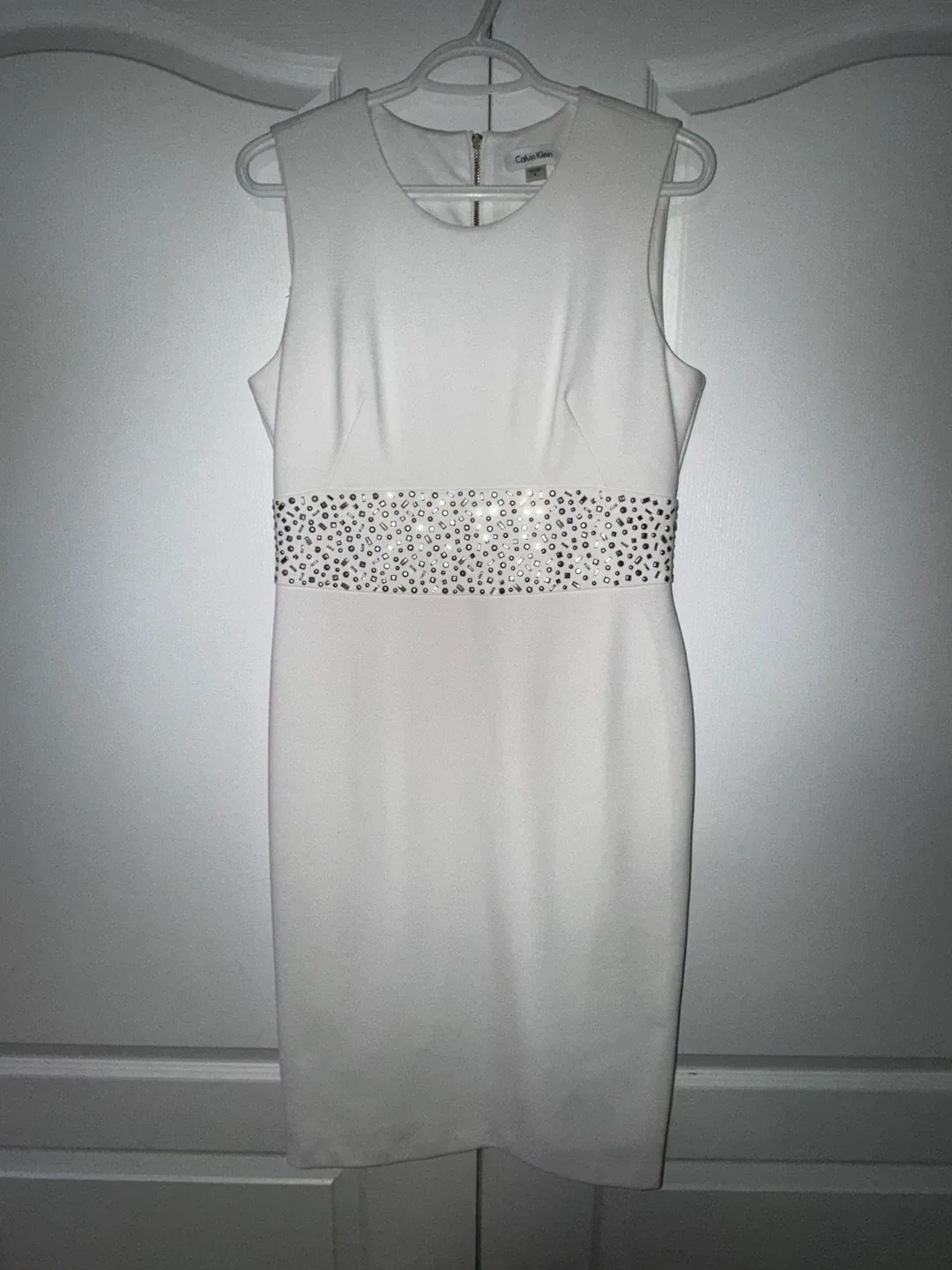 Calvin Klein White Bodycon Dress - Size 8 thumbnail