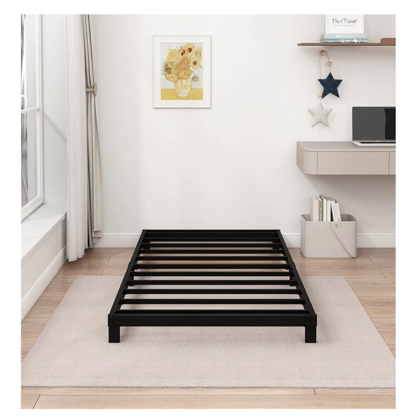 5 inches Twin Size Metal Bed Frame - Black image indicator(4)