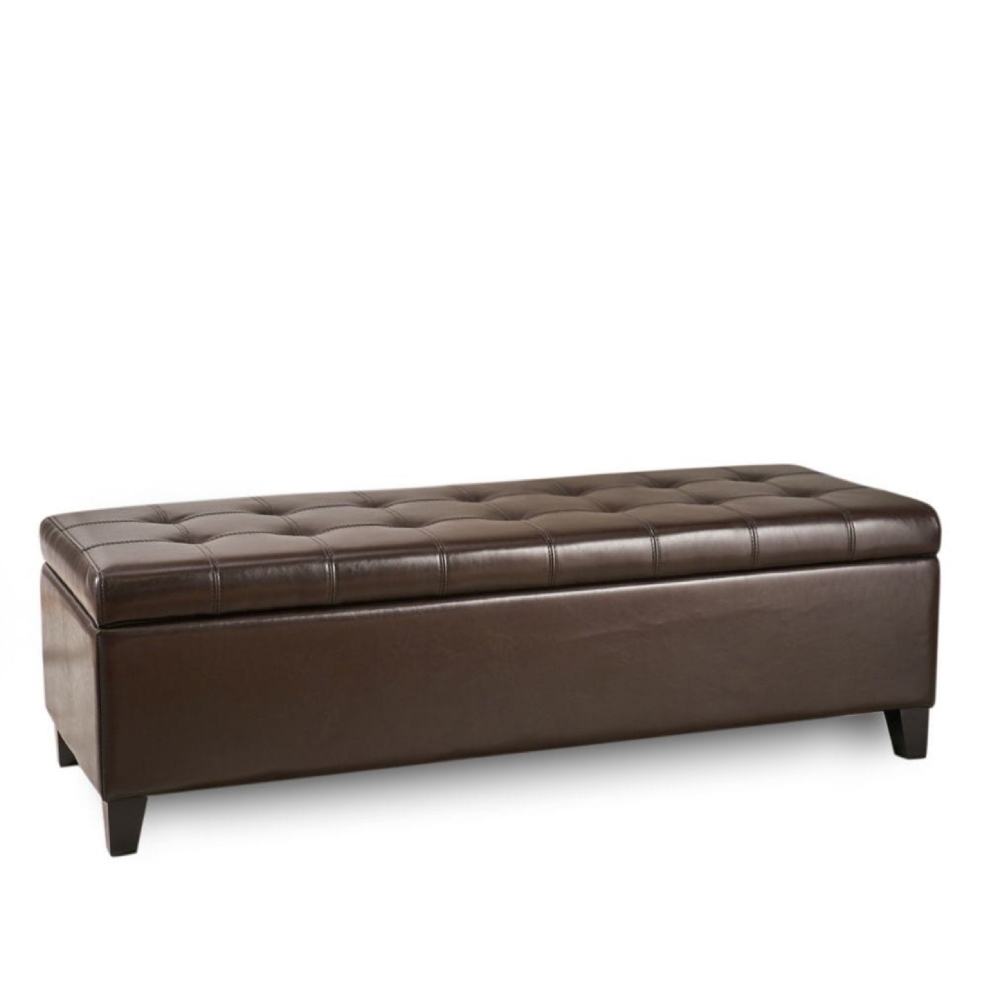 Brown Faux Leather Storage Ottoman Bench