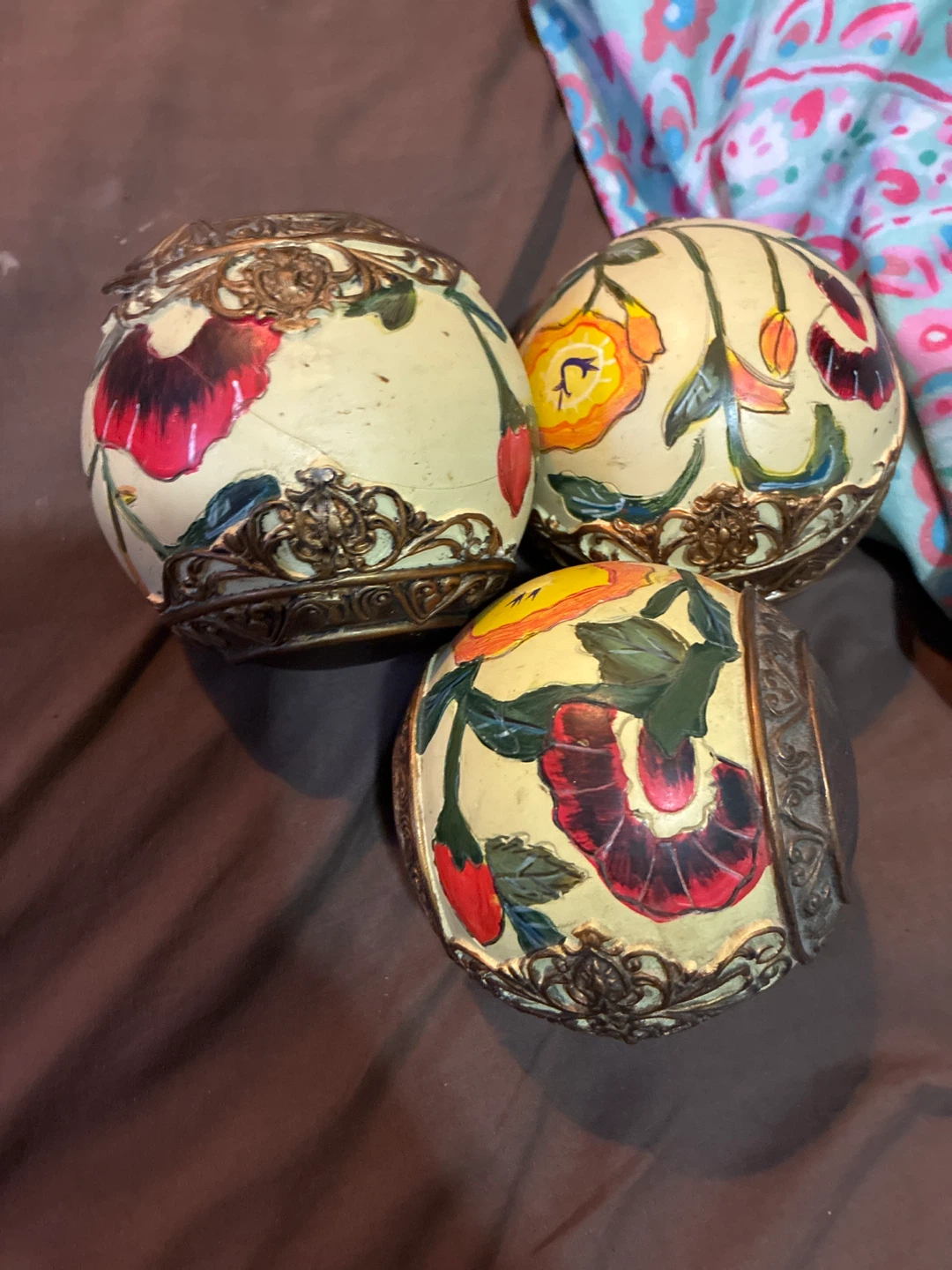 Decorative Floral Orbs (Set of 3)